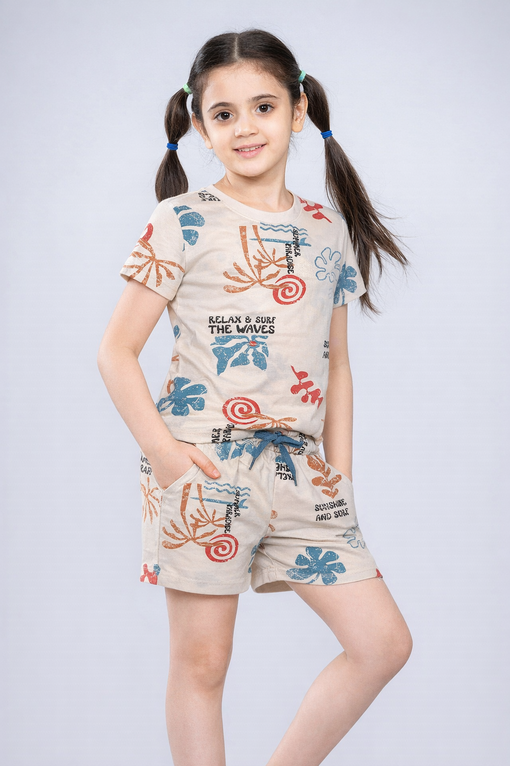 Girls Trendy Cotton Top & Shorts Co-ord Set