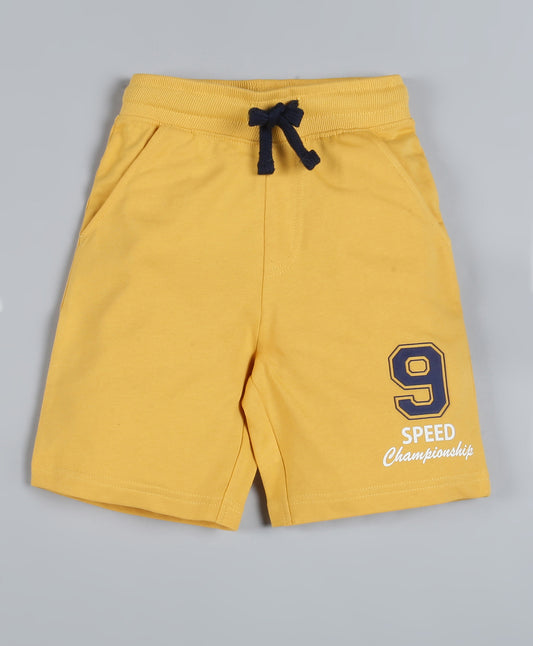 Plum Tree Boys Championship Print Shorts-YELLOW