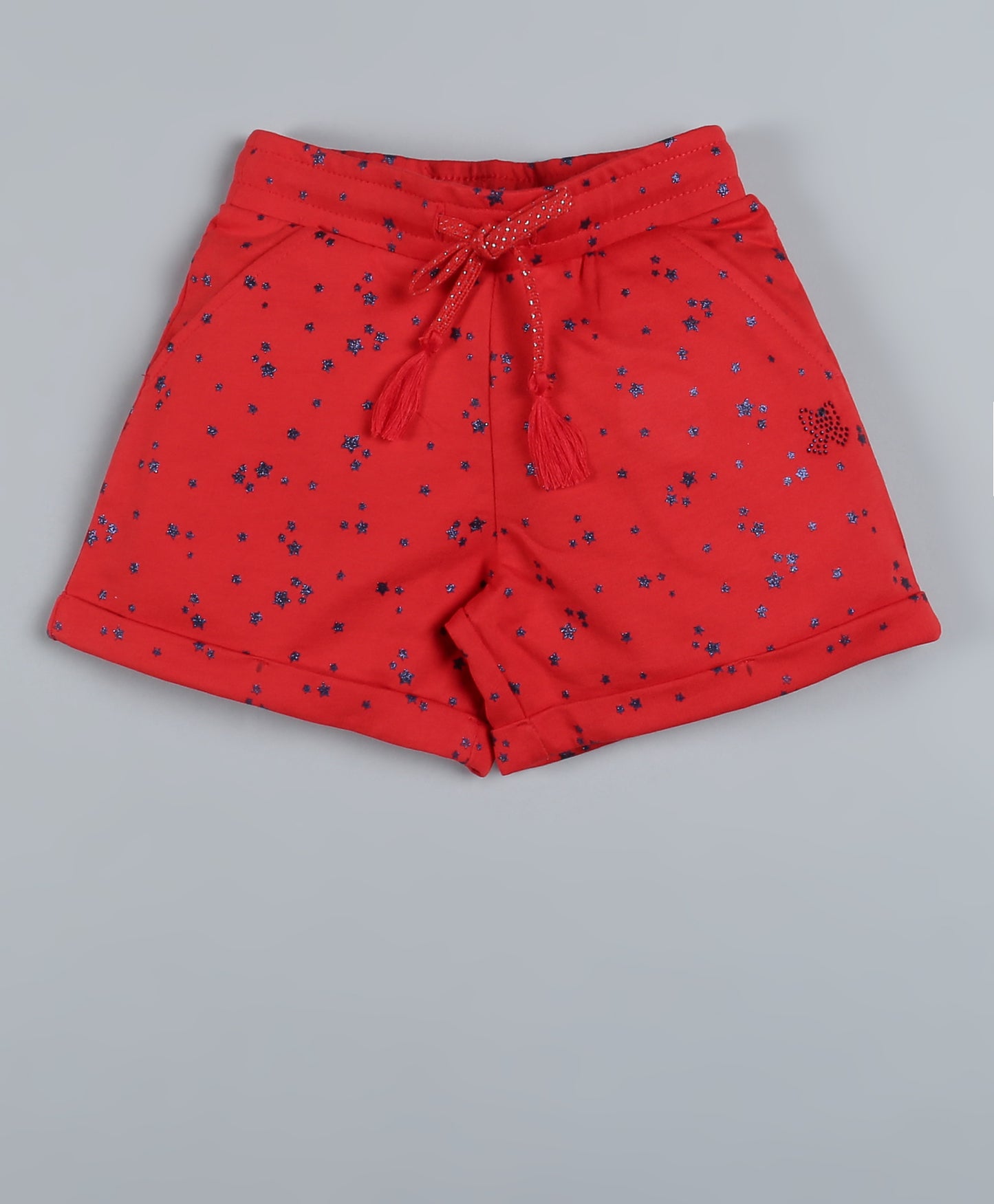 Plum Tree Girls  All Over Star Printed Shorts-RED