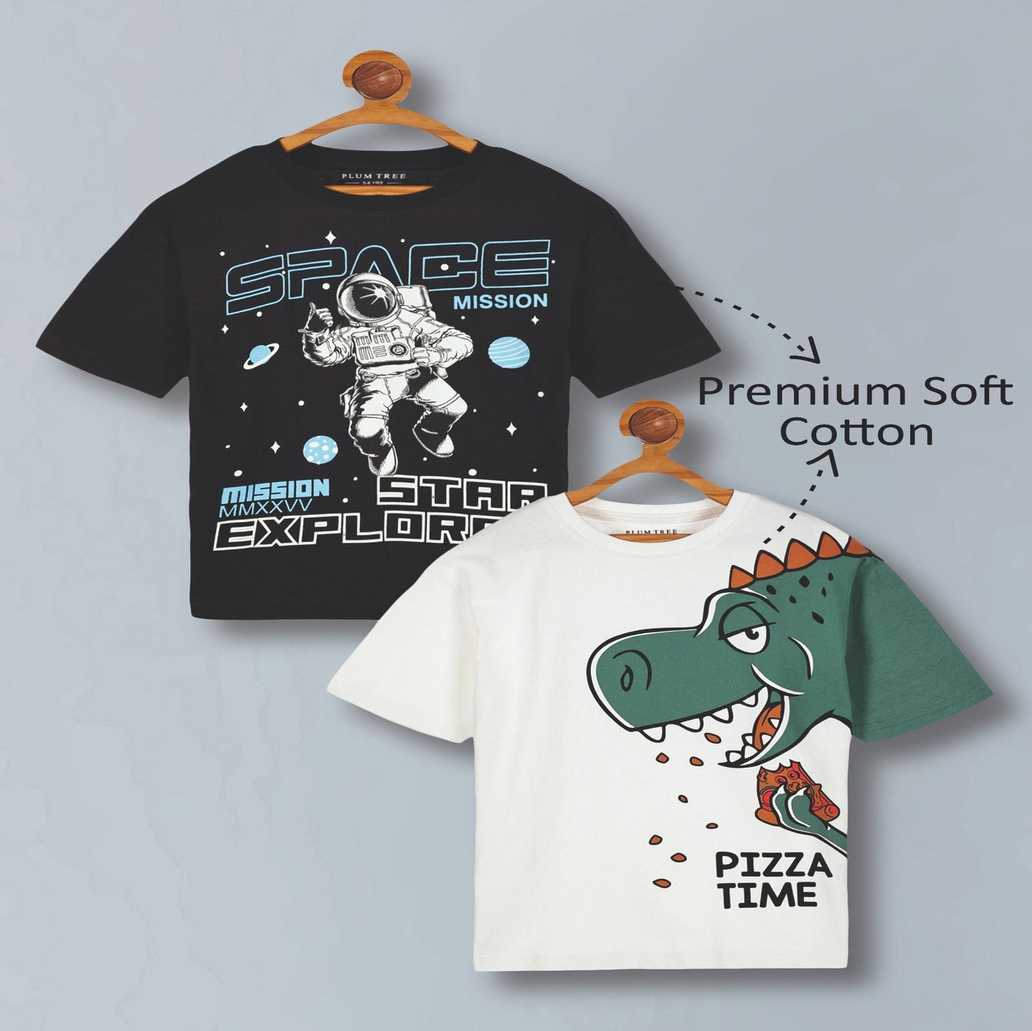 Boys Premium Cotton  Printed Oversized T-shirt pack of  2