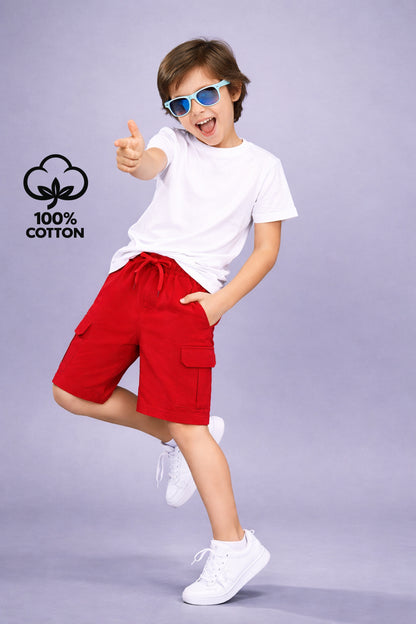 Boys Premium Cotton Cargo Pocket Shorts