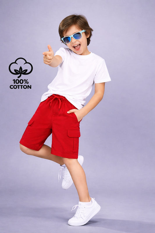 Boys Premium Cotton Cargo Pocket Shorts