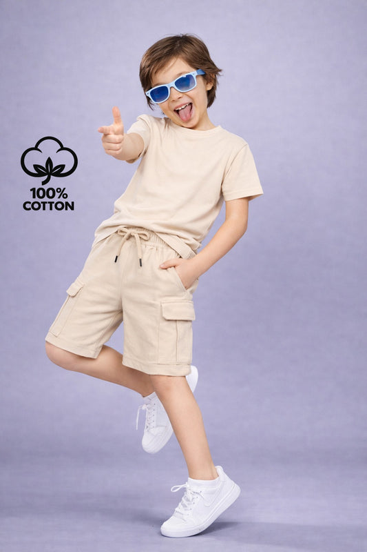Boys Premium Cotton Cargo Pocket Shorts