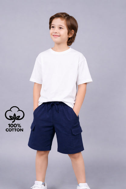 Boys Premium Cotton Cargo Pocket Shorts