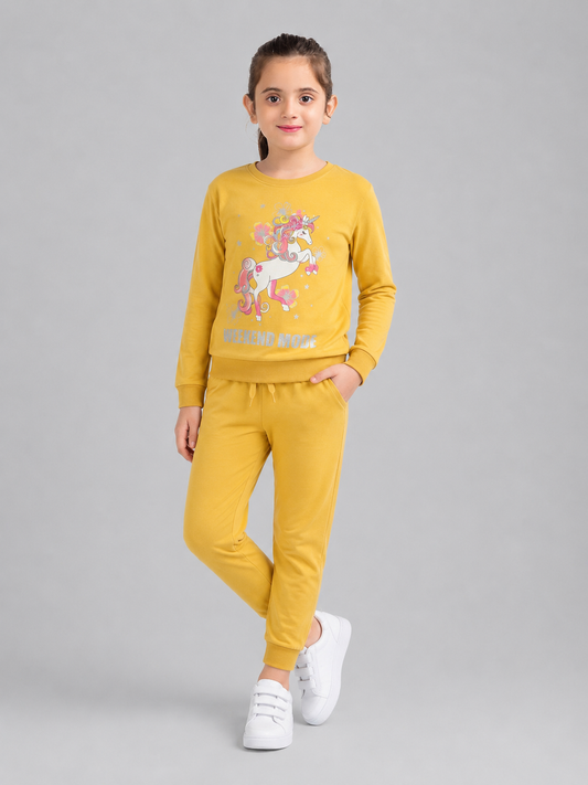 Girls Premium Soft Cotton Full sleeve T-shirt and jogger pant clothing set