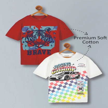 Boys Premium Cotton  Printed Oversized T-shirt pack of  2