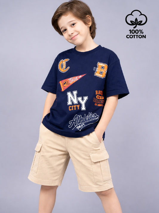 Boys Trendy Oversized T-Shirt & Cargo Shorts Set