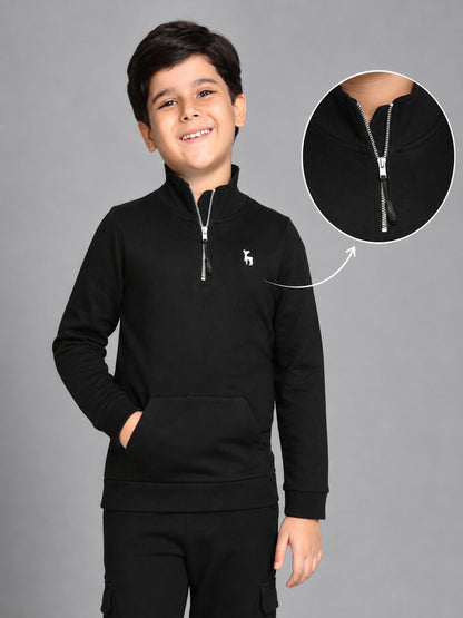 Boys Premium Soft cotton full sleeve Hi-Neck Half Zipper Sweatshirt