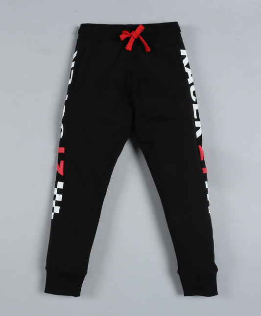 Plum Tree Boys Super Print Jogger Track Pant-BLACK