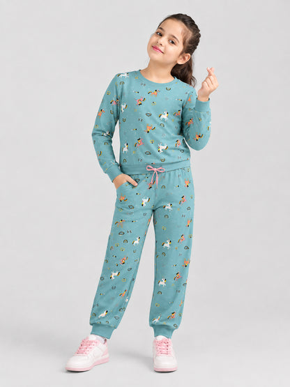 Girls Premium Soft Cotton Full sleeve T-shirt and jogger pant clothing set