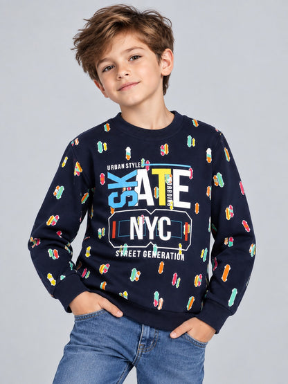 Boys Premium Soft Cotton Full Sleeve Printed Round Neck Sweatshirt