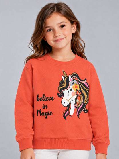 Girls Premium Soft Cotton Full Sleeve Printed Round Neck Sweatshirt