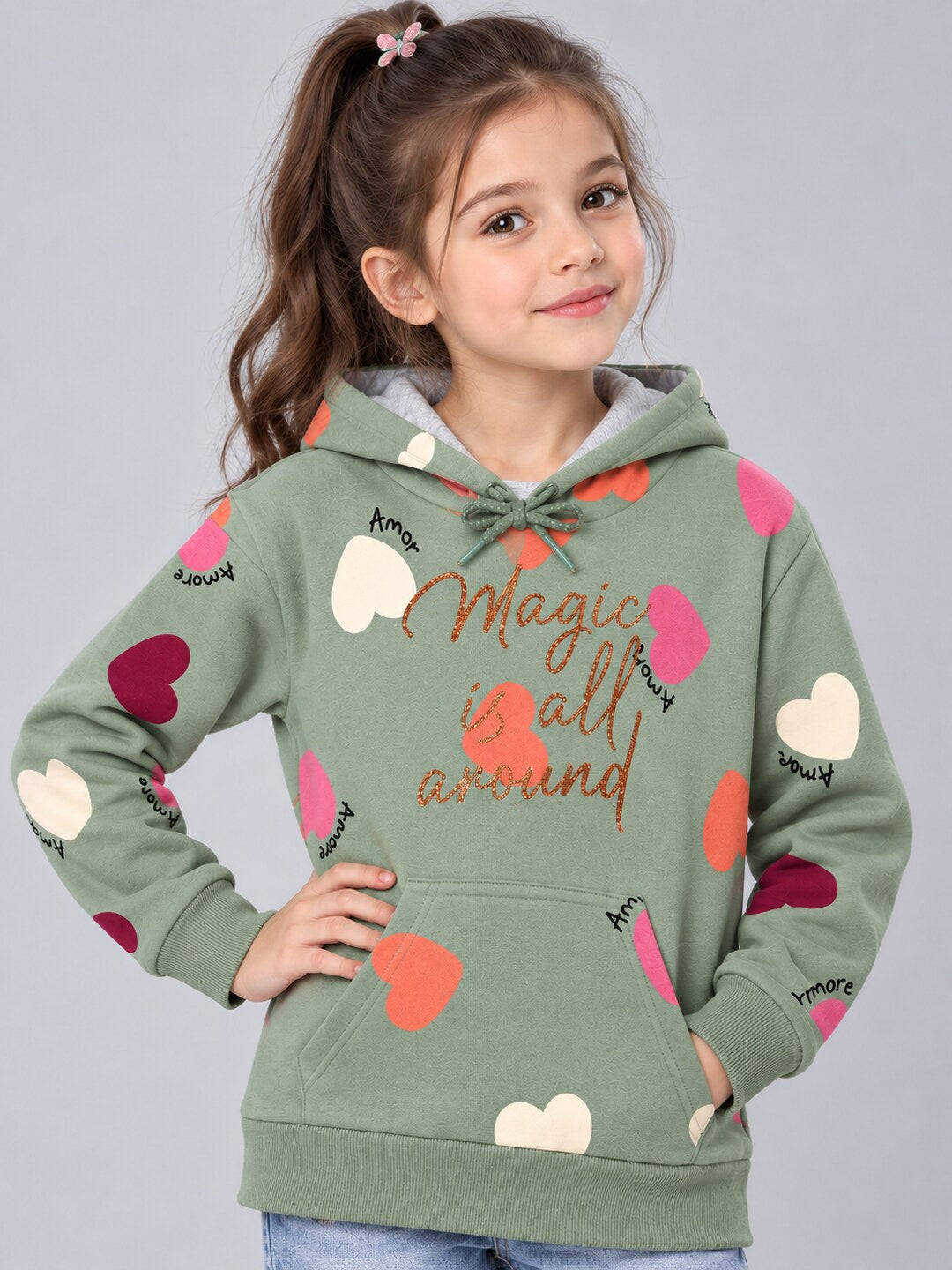Girls Premium Soft cotton full sleeve Printed Hooded Sweatshirt