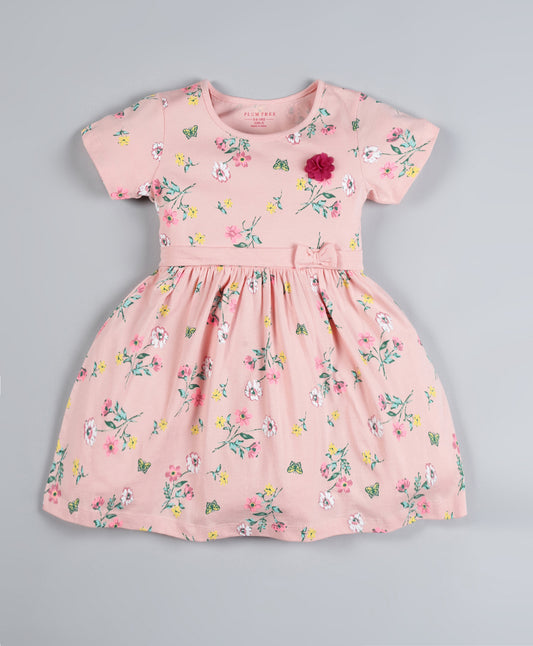 Plum Tree Girls floral printed Dress-PINK
