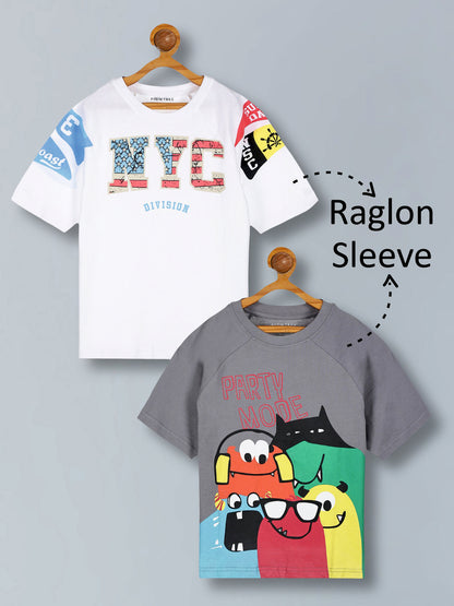 Boys Premium Cotton  Printed Oversized T-shirt pack of  2