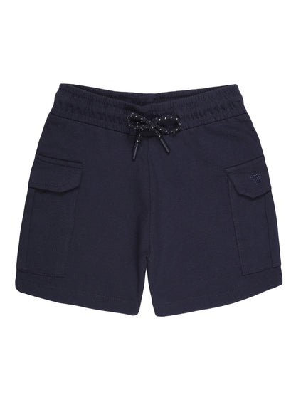 Girls Pure Cotton knit Printed Cargo Shorts-TRUE NAVY