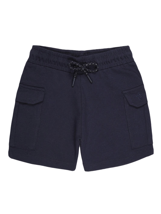 Girls Pure Cotton knit Printed Cargo Shorts-TRUE NAVY