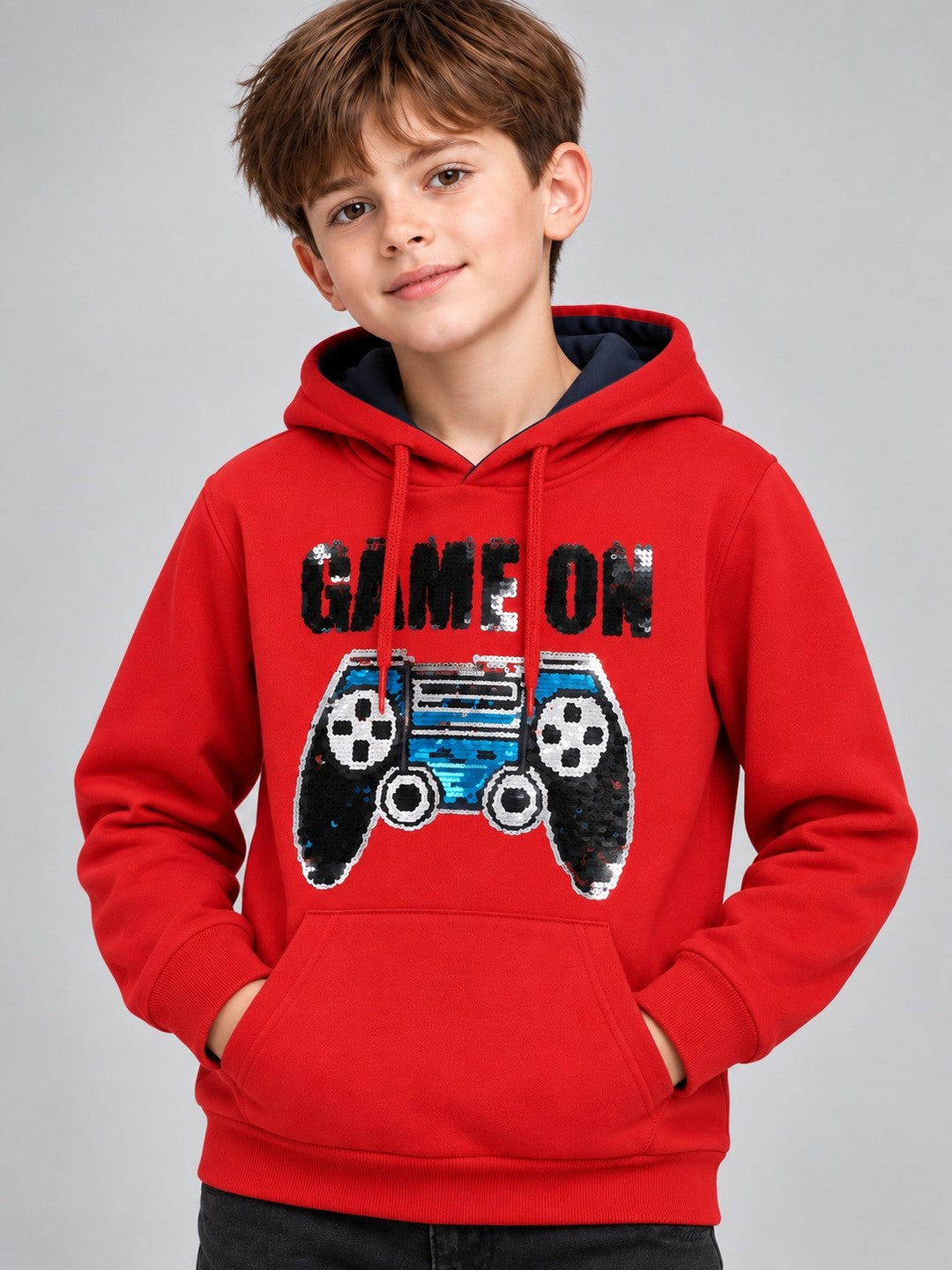 Boys Premium Soft Cotton Full Sleeve Printed Hooded Sweatshirt