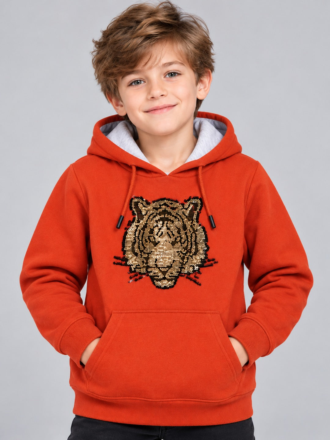 Boys Premium Soft Cotton Full Sleeve Printed Hooded Sweatshirt