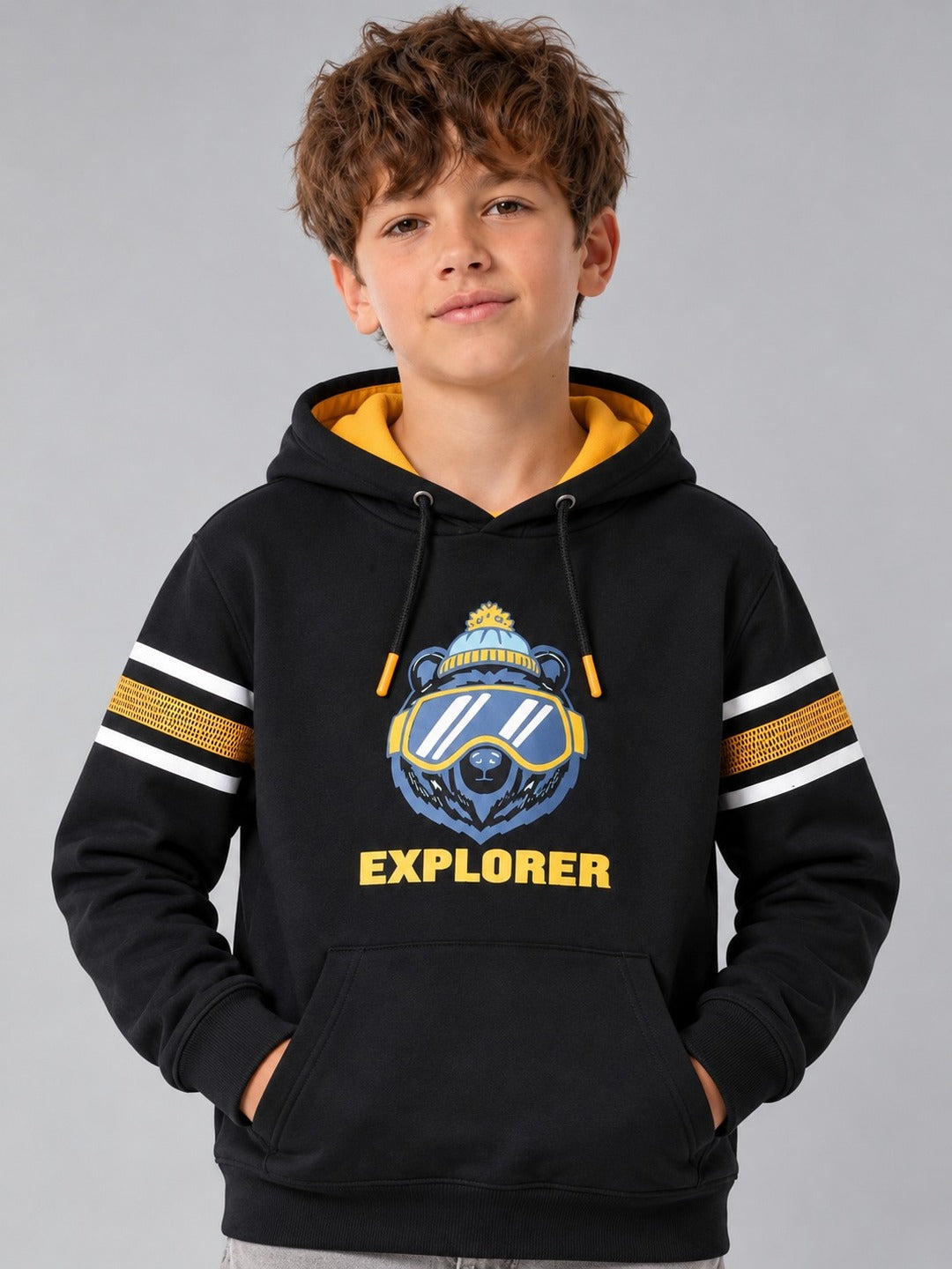 Boys Premium Soft Cotton Full Sleeve Printed Hooded Sweatshirt