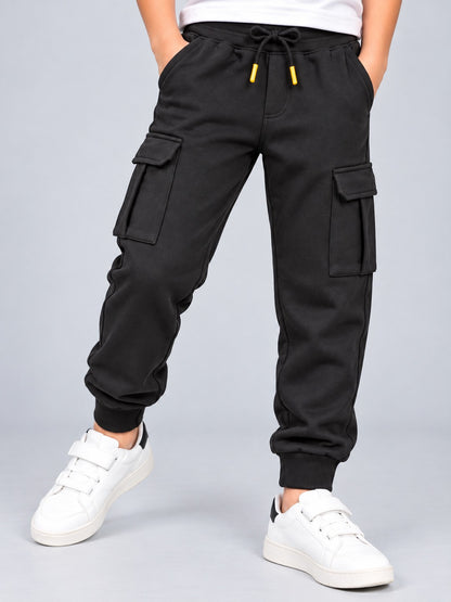 Boys Premium Soft Cotton Solid Cargo Pocket Jogger