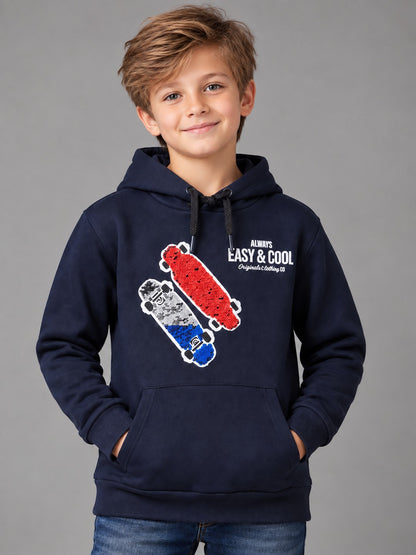 Boys Premium Soft Cotton Full Sleeve Printed Hooded Sweatshirt