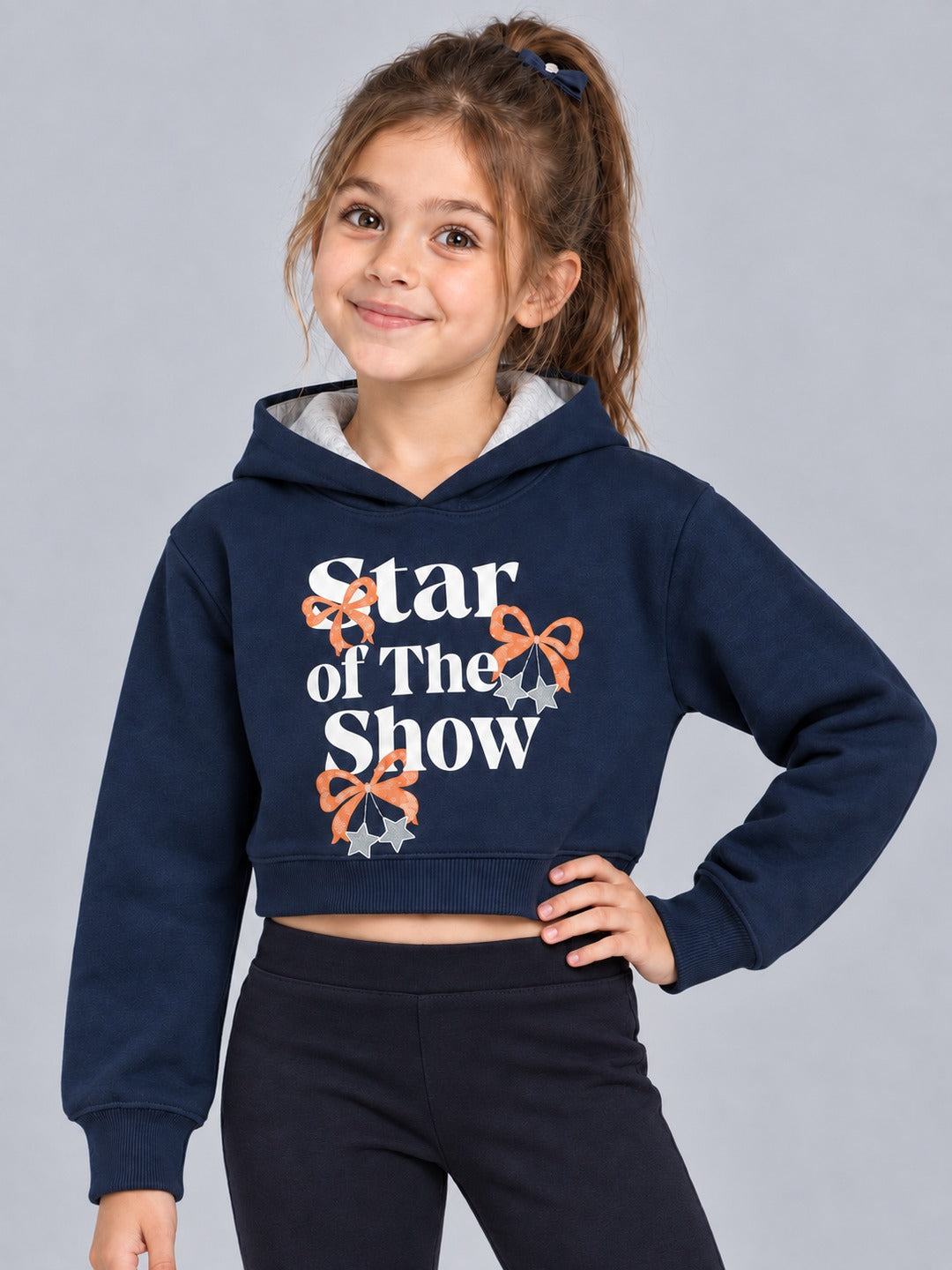 Girls Premium Soft cotton Full Sleeve Cropped Hooded Sweatshirt