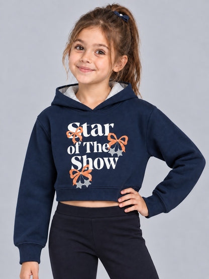 Girls Premium Soft cotton Full Sleeve Cropped Hooded Sweatshirt