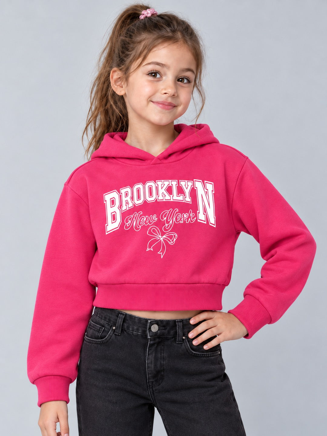 Girls Premium Soft cotton Full Sleeve Cropped Hooded Sweatshirt