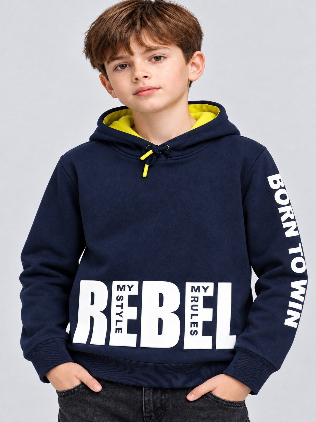 Boys Premium Soft Cotton Full Sleeve Printed Hooded Sweatshirt
