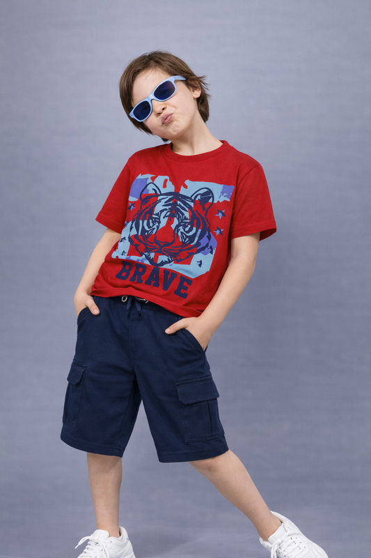 Boys Trendy Oversized T-Shirt & Cargo Shorts Set