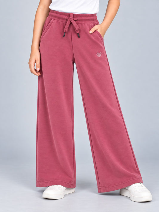 Girls Premium Soft Cotton Crown stone Printed Wide Leg Pant