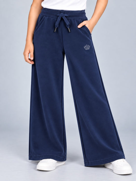 Girls Premium Soft Cotton Crown stone Printed Wide Leg Pant