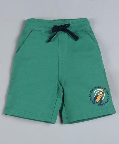 Plum Tree Boys Galaxy Astro Boy Print Shorts-GREEN