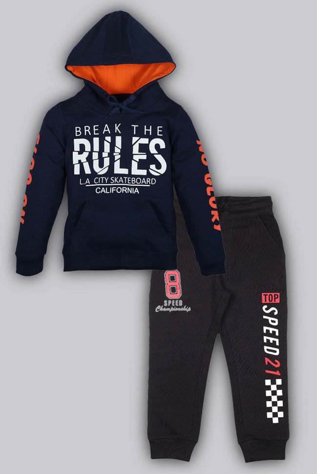 Raised Print Hooded Sweatshirt and Printed Jogger set