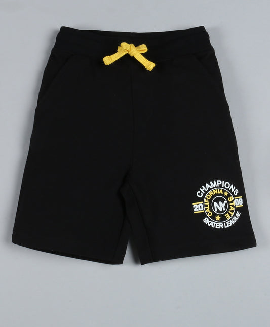 Plum Tree Boys Skater League Printed  Shorts-BLACK