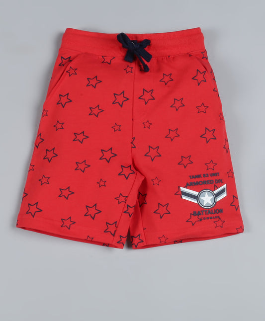 Plum Tree Boys Star Printed  Shorts-RED