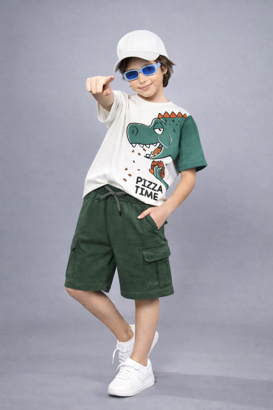 Boys Trendy Oversized T-Shirt & Cargo Shorts Set