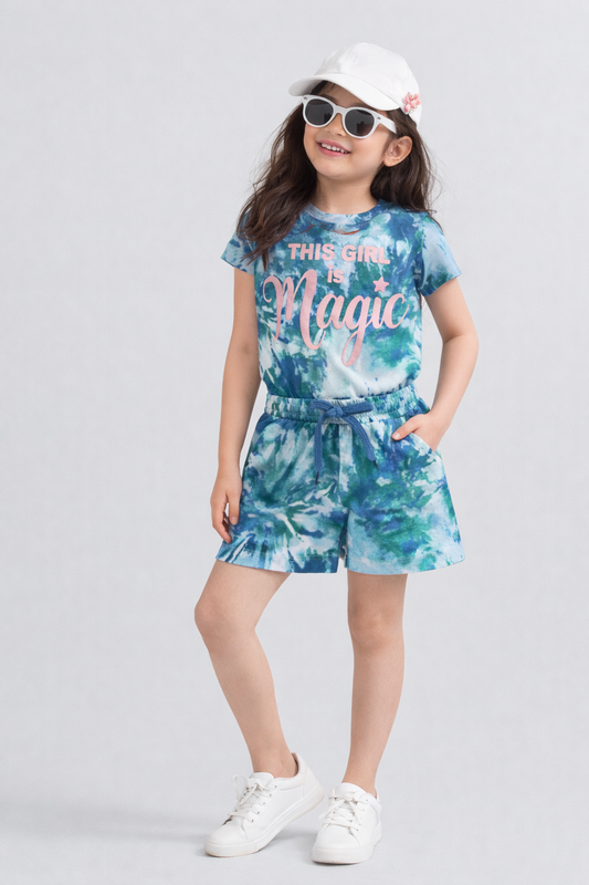 Girls Trendy Cotton Top & Shorts Co-ord Set
