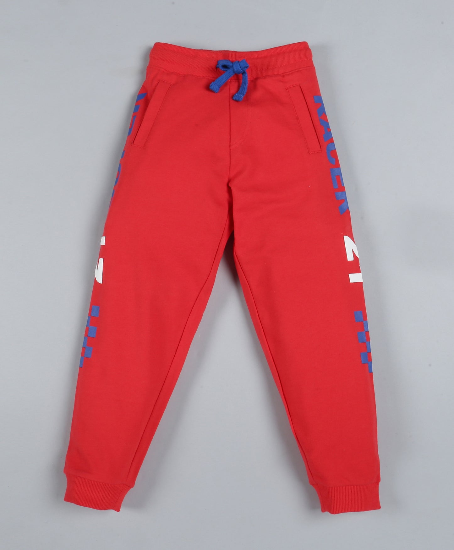 Plum Tree Boys Racer Print Jogger Track Pant-RED