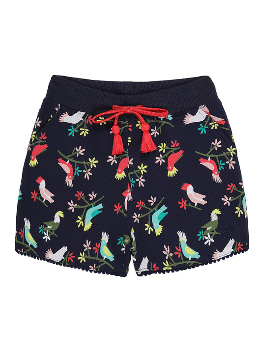 Plum Tree Girls Birds Printed Shorts-BLUE