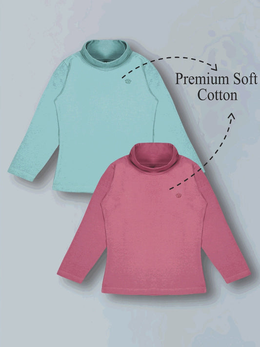 Girls Premium Soft cotton Full sleeve high neck T-shirts pack of 2 set