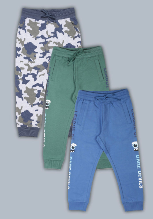 Raised Printed Jogger Track Pant Pack of 3
