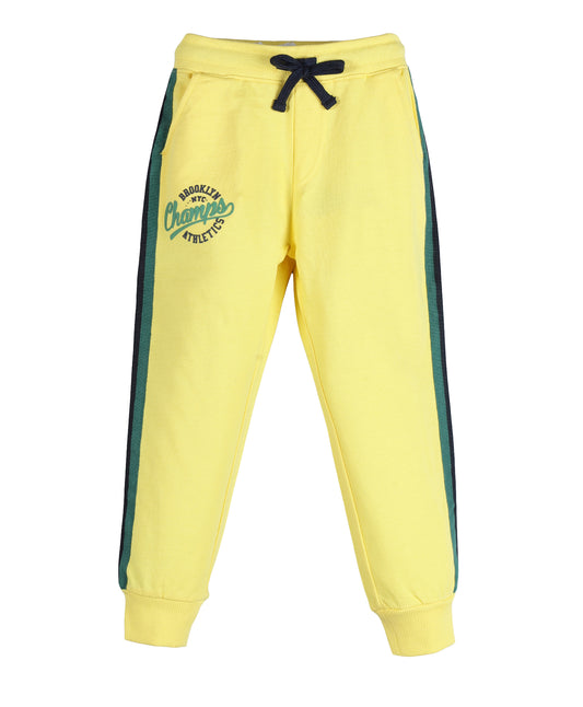 Plum Tree Boys Champ Print Jogger Track pant - Yellow