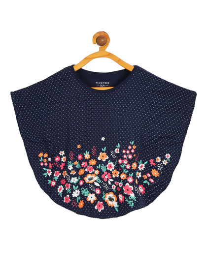 Girls Set of 2 printed Soft Rayon Poncho T-shirts-GREEN NAVY