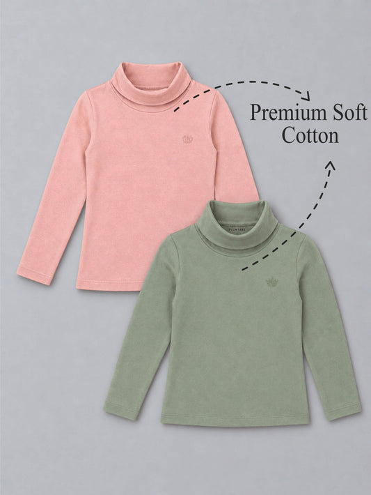 Girls Premium Soft cotton Full sleeve high neck T-shirts pack of 2 set