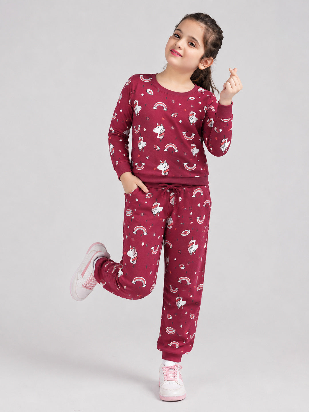Girls Premium Soft Cotton Full sleeve T-shirt and jogger pant clothing set
