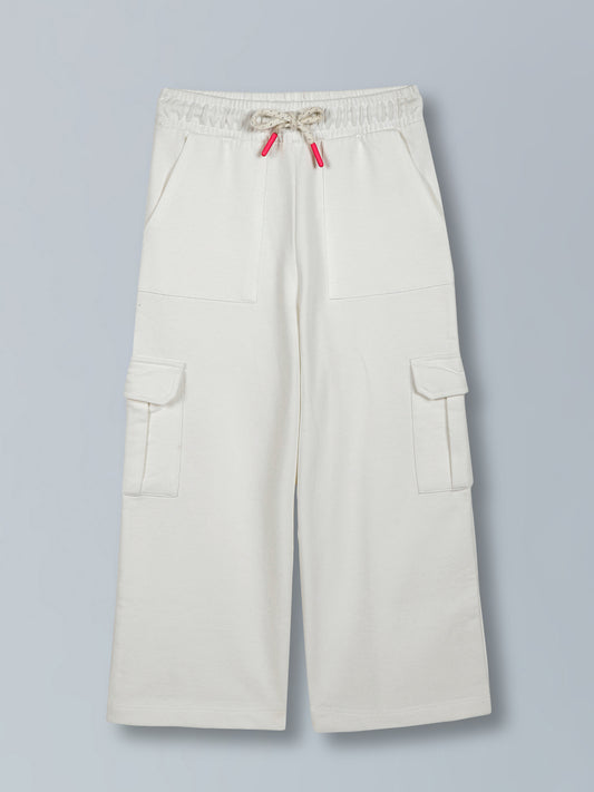 Girls Wide leg Relaxed Cargo Trouser - Beige