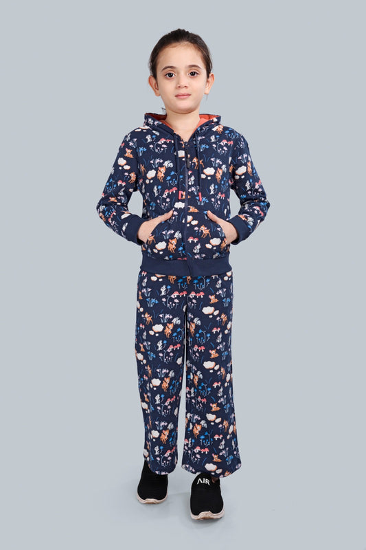 Girls Zip-up Hoodie Sweatshirt and Wide Leg Relaxed Fit Pants