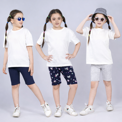 Girls Cotton Lycra Stretch Cycling Shorts Pack of 3